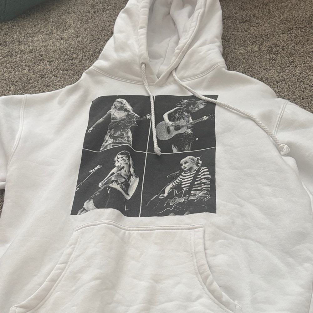 Taylor swift White Hoodie with Black Graphic Print